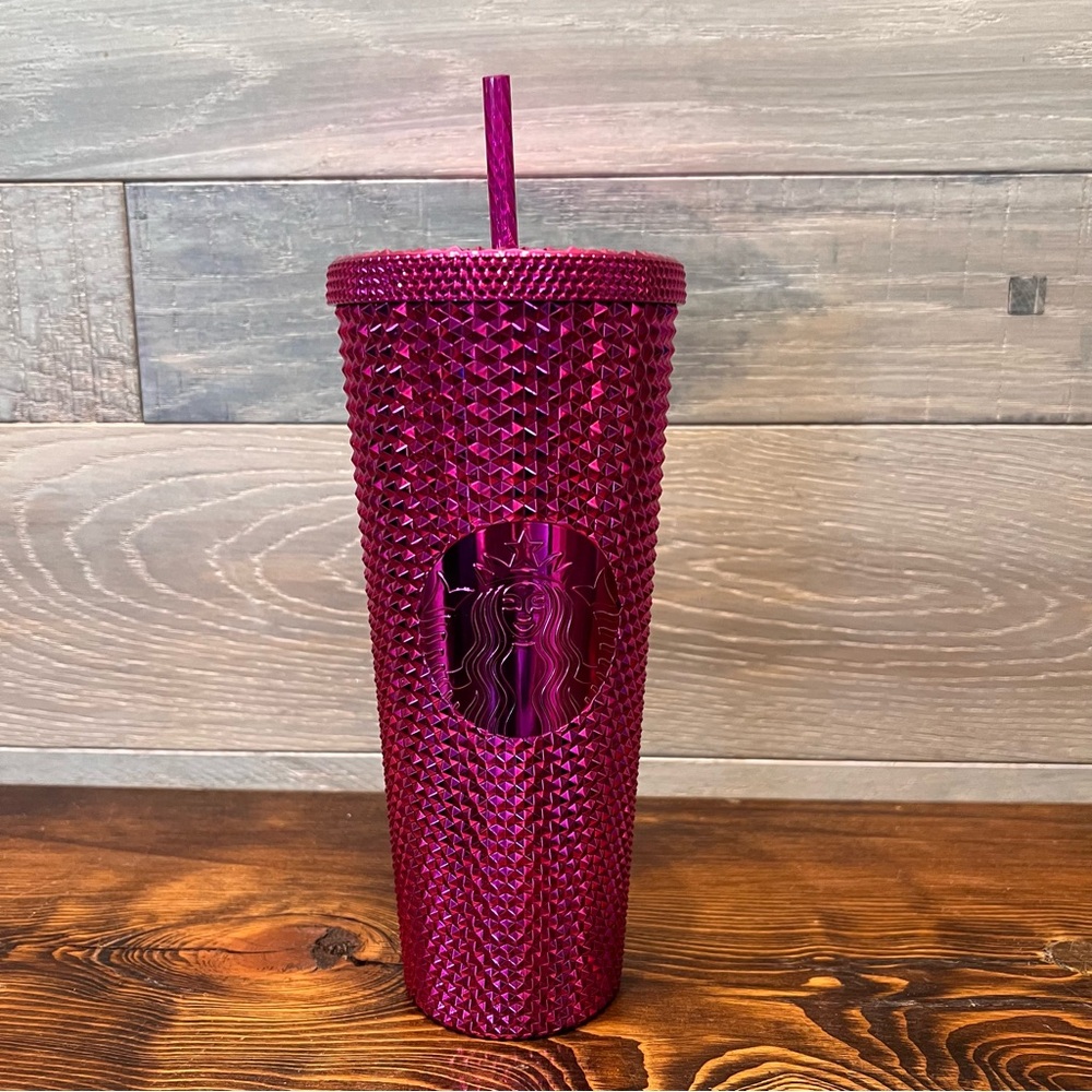 Starbucks 2022 Sangria Bling Studded‎ 24oz Venti Cold Cup Tumbler - Pink